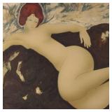 LL - Alain Bonnefoit Limited Edition Lithograph Print - Nude on Rock