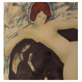 LL - Alain Bonnefoit Limited Edition Lithograph Print - Nude on Rock