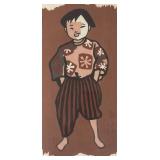 LL - Kiyoshi Saito Child of Aizu or Laughing Boy from Aizu Woodblock Print