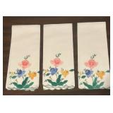 LL - Set of Six Floral Embroidered Hand Towels