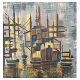 MB - Harbor Cityscape Print - Mid-Century