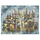 MB - Harbor Cityscape Print - Mid-Century