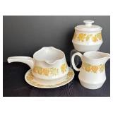 LR - Noritake Progression Sunny Side 9003 Platter with Gravy Boat, Creamer & Sugar Dish