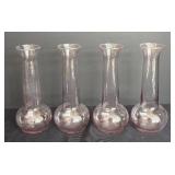 LR - Four Pretty Pink Glass Vases