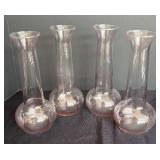 LR - Four Pretty Pink Glass Vases