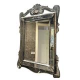 B - Vintage Ornate Wall Mirror with Beveled Glass
