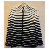 MB - Jones New York Signature Striped Zip-Front Knit Cardigan - Size Large