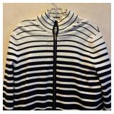MB - Jones New York Signature Striped Zip-Front Knit Cardigan - Size Large