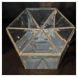 LR - Mirrored Wastebasket, Geometric Glass Box and Bottle