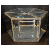 LR - Mirrored Wastebasket, Geometric Glass Box and Bottle