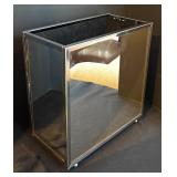 LR - Mirrored Wastebasket, Geometric Glass Box and Bottle