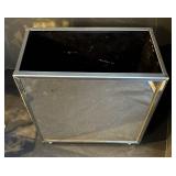 LR - Mirrored Wastebasket, Geometric Glass Box and Bottle