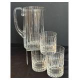 DR - Baccarat Harmonie Crystal Pitcher with 4 Lowball Glasses