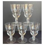 K - Set of Five Vintage Stemmed Crystal Glasses