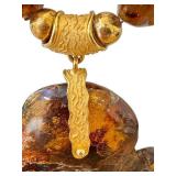 Paola Scarpa Baltic Amber Necklace - 18k Gold, Venice 1985, Heart Pendant