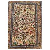 DR -Turkish Silk Rug - Vintage Hand-Knotted Tree of Life Floral Design, 39.5 x 59 in