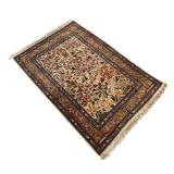 DR -Turkish Silk Rug - Vintage Hand-Knotted Tree of Life Floral Design, 39.5 x 59 in