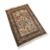 DR -Turkish Silk Rug - Vintage Hand-Knotted Tree of Life Floral Design, 39.5 x 59 in
