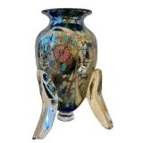 David Tate Handblown Art Glass Vase Multicolor Mosaic