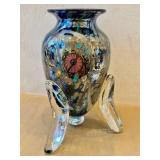 David Tate Handblown Art Glass Vase Multicolor Mosaic