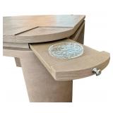 O - Rynone Designs Vintage Game Table - Radiused Legs - Taupe Leather