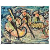 Vintage Expressionist Oil Painting - Musicians Scene