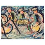 Vintage Expressionist Oil Painting - Musicians Scene