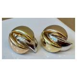 14K Tri-Tone Gold Earrings