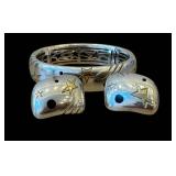 Michael Bondanza 18K & Sterling Silver Bracelet and Earrings w/ Black Onyx Inlay