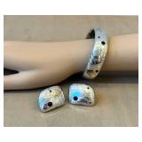 Michael Bondanza 18K & Sterling Silver Bracelet and Earrings w/ Black Onyx Inlay