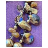 SAKI 925 Sterling Silver Necklace - Abalone Beads & Crystals