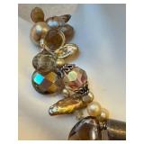 SAKI 925 Sterling Silver Necklace - Abalone Beads & Crystals