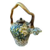 K - Paul Allen Counts Handblown Art Glass Teapot Sculpture - Signed