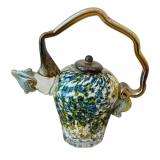 K - Paul Allen Counts Handblown Art Glass Teapot Sculpture - Signed