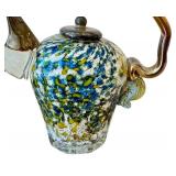 K - Paul Allen Counts Handblown Art Glass Teapot Sculpture - Signed