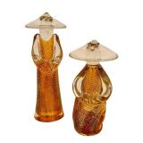 DR - Pair of Vintage R. Anatra Murano Glass Asian Figurines Pair / Renato Anatra Art Glass Asian Figurines