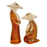 DR - Pair of Vintage R. Anatra Murano Glass Asian Figurines Pair / Renato Anatra Art Glass Asian Figurines