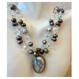 Starborn Druzy Pendant Necklace on Beaded Strand - 16 in