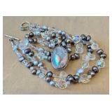 Starborn Druzy Pendant Necklace on Beaded Strand - 16 in