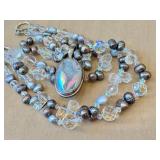 Starborn Druzy Pendant Necklace on Beaded Strand - 16 in