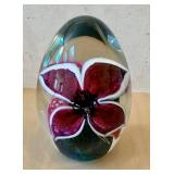 DR - Handblown Art Glass Paperweight - Signed & Dated Lampwork Orchid