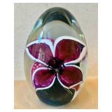 DR - Handblown Art Glass Paperweight - Signed & Dated Lampwork Orchid