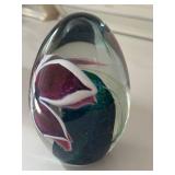 DR - Handblown Art Glass Paperweight - Signed & Dated Lampwork Orchid