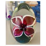 DR - Handblown Art Glass Paperweight - Signed & Dated Lampwork Orchid