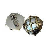 Vintage Italian 18K Gold & Sterling Silver Two-Tone Earrings - Post Back