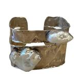 JS 925 Designer Sterling Silver Bracelet with Freshwater Pearl Accents