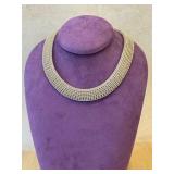 Sterling Silver Woven Necklace - 18 in - Signed Clasp