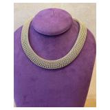 Sterling Silver Woven Necklace - 18 in - Signed Clasp