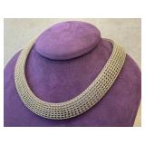 Sterling Silver Woven Necklace - 18 in - Signed Clasp