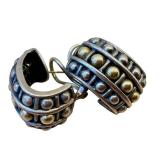 Caviar Beaded Hoop Earrings - Sterling Silver & 18K Gold